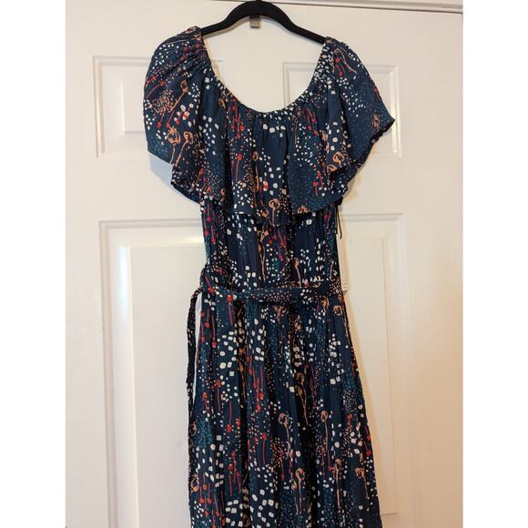 Margaux Riviera Navy & Multicolor Off The Shoulder Maxi Dress- Size 2X NWT - Picture 3 of 8
